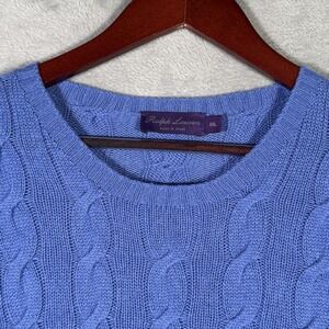 Ralph Lauren Purple Label Sweater Mens XXL Blue Cashmere Cable Knit Italy
